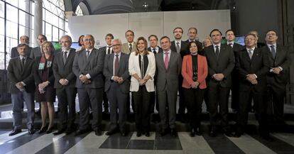 Susana D&iacute;az, junto a representantes del sector andaluz de la investigaci&oacute;n.