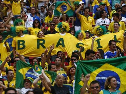 Torcedores brasileiros na Copa das Confedera&ccedil;&otilde;es. 