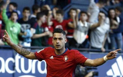 Segio León celebra su segundo con contra el Leganés.