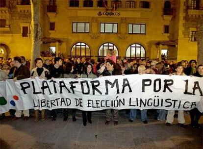 La Plataforma por la Libertad de Elección Lingüística se concentró en un céntrica plaza de Vitoria el pasado 21 de febrero.