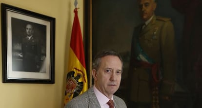 Jaime Alonso, vicepresidente ejecutivo de la Fundación Nacional Francisco Franco, posa en la sede madrileña.