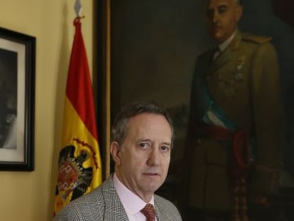 Francisco Franco National Foundation vice president Jaime Alonso in the organization’s Madrid headquarters.