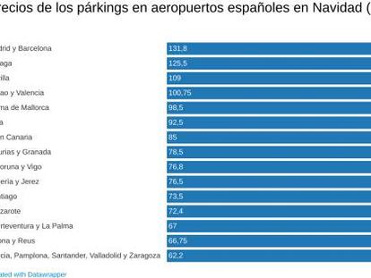 Los párkings de los aeropuertos españoles, los más baratos de Europa en Navidad