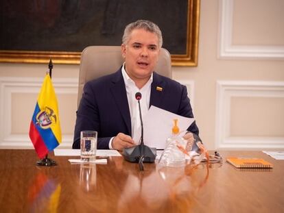 El presidente de Colombia, Iván Duque, en uno de sus programas diarios.