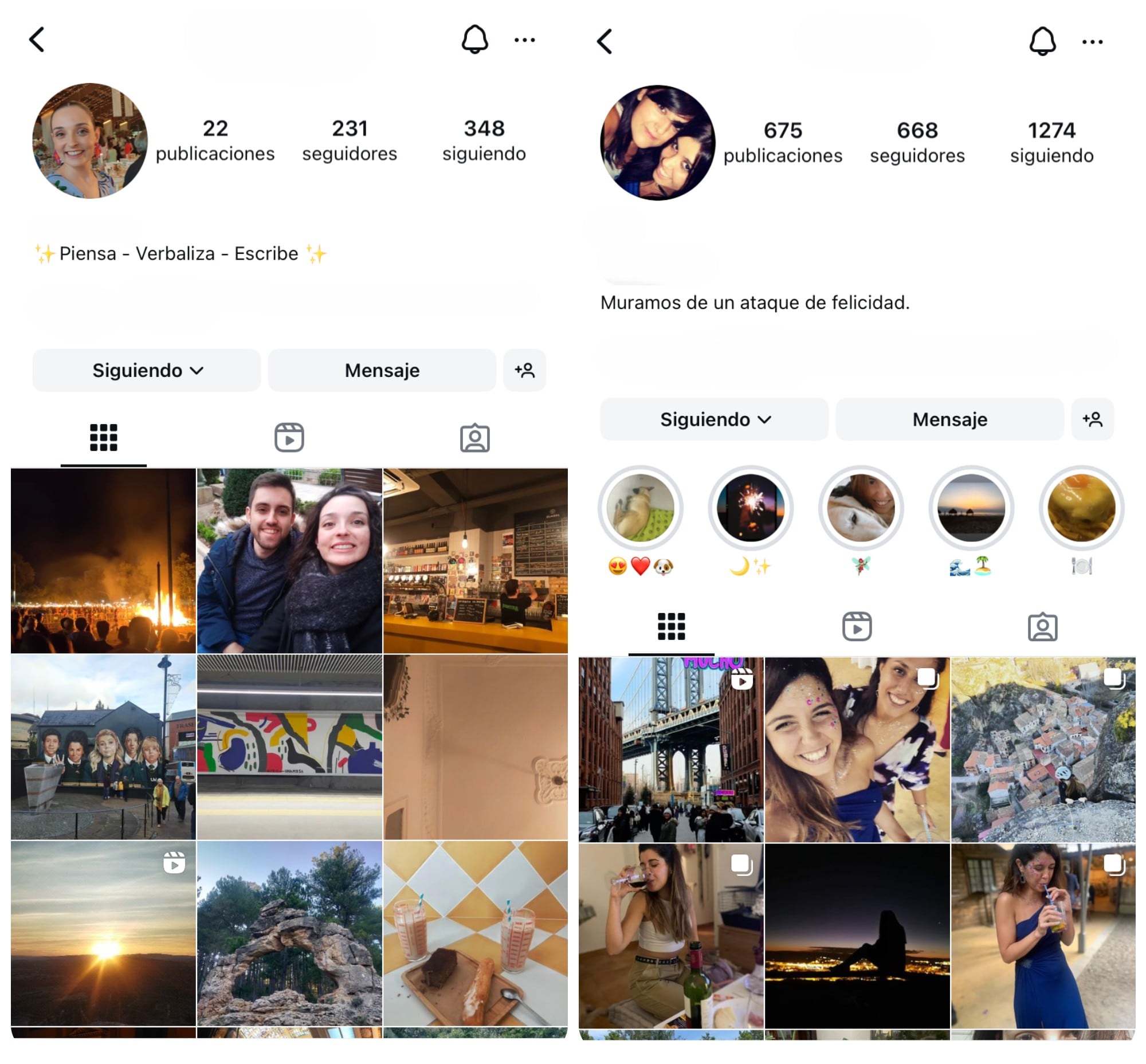 Dos perfiles en la red social Instagram que muestran al mundo quién es una persona o quién quiere ser.