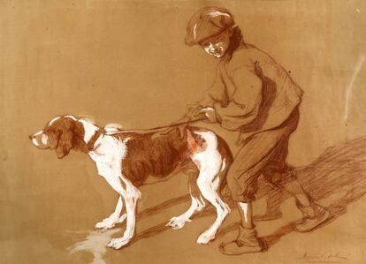 'Lo noy del gos', una sanguina de Lluisa Vidal de 1907.