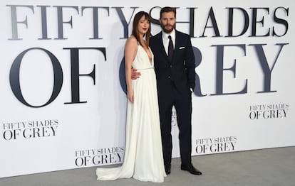 Dakota Johnson e Jamie Dornan, na estreia de 'Cinquenta Tons de Cinza', em Londres.