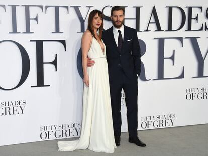 Dakota Johnson e Jamie Dornan, na estreia de 'Cinquenta Tons de Cinza', em Londres.