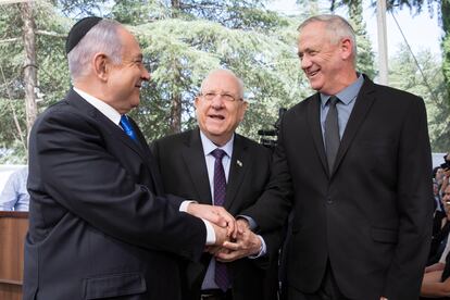 Netanyahu, el presidente Rivlin y Gantz, el pasado septiembre en Jerusalén.