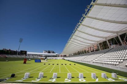 Vallehermoso, el nuevo templo del atletismo con la única pista verde del mundo.