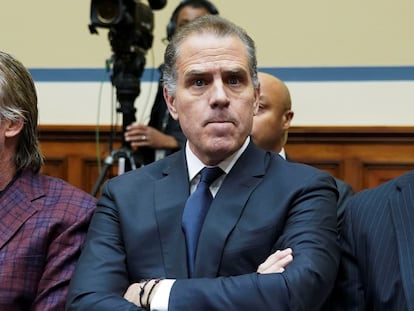 Hunter Biden, son of U.S. President Joe Biden, is seen as he makes a surprise appearance at a House Oversight Committee, on Capitol Hill in Washington, January 10, 2024.