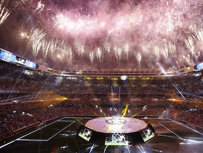 El estadio Santiago Bernabéu durante la celebración de la Champions League conquistada por el Real Madrid en 2017.