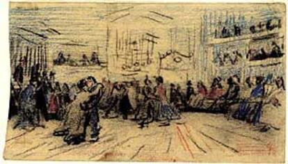 Pareja bailando (1885), dibujo de Vincent Van Gogh.