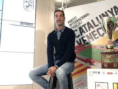 El técnico, Gerard López, en la presentación del amistoso ante Venezuela 
 