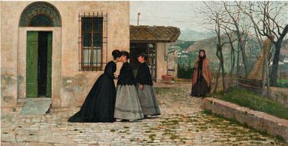 Óleo sobre lienzo de Silvestro Lega: 'La visita', 1858