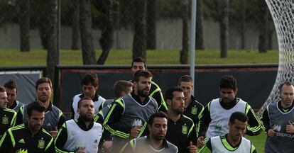 Los jugadores durante el entrenamiento