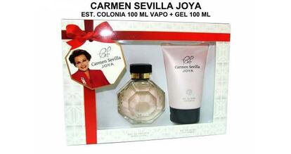 "La nueva fragancia de Carmen Sevilla representa un regalo muy exclusivo, un lujo asequible, una verdadera joya de tocador”. No lo decimos nosotros, lo dicen en la tienda online de la Perfumería García. Los clientes que compraron ese producto también se han interesado por un botecito de talco perfumado. El público objetivo lo podéis adivinar. El precio de la joya en cuestión: 18,95€.