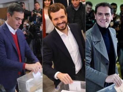 · La jornada electoral se ha desarrollado con total normalidad · Los líderes de los partidos, en sus cuarteles generales para seguir el escrutinio · La participación a las 18.00 era del 56,86%, casi cuatro puntos menos que el 28-A