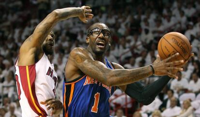 Stoudemire (con gafas), este martes en el partido de los Knicks contra Miami.