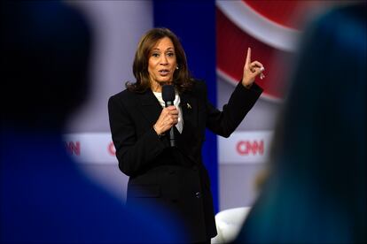 Kamala Harris, durante su participación en la CNN este miércoles. 