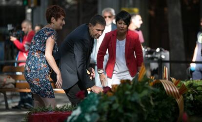 Arnaldo Otegi (en el centro) en la Fiesta Nacional de Cataluña.