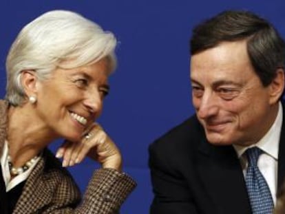 Christine Lagarde y Mario Draghi.