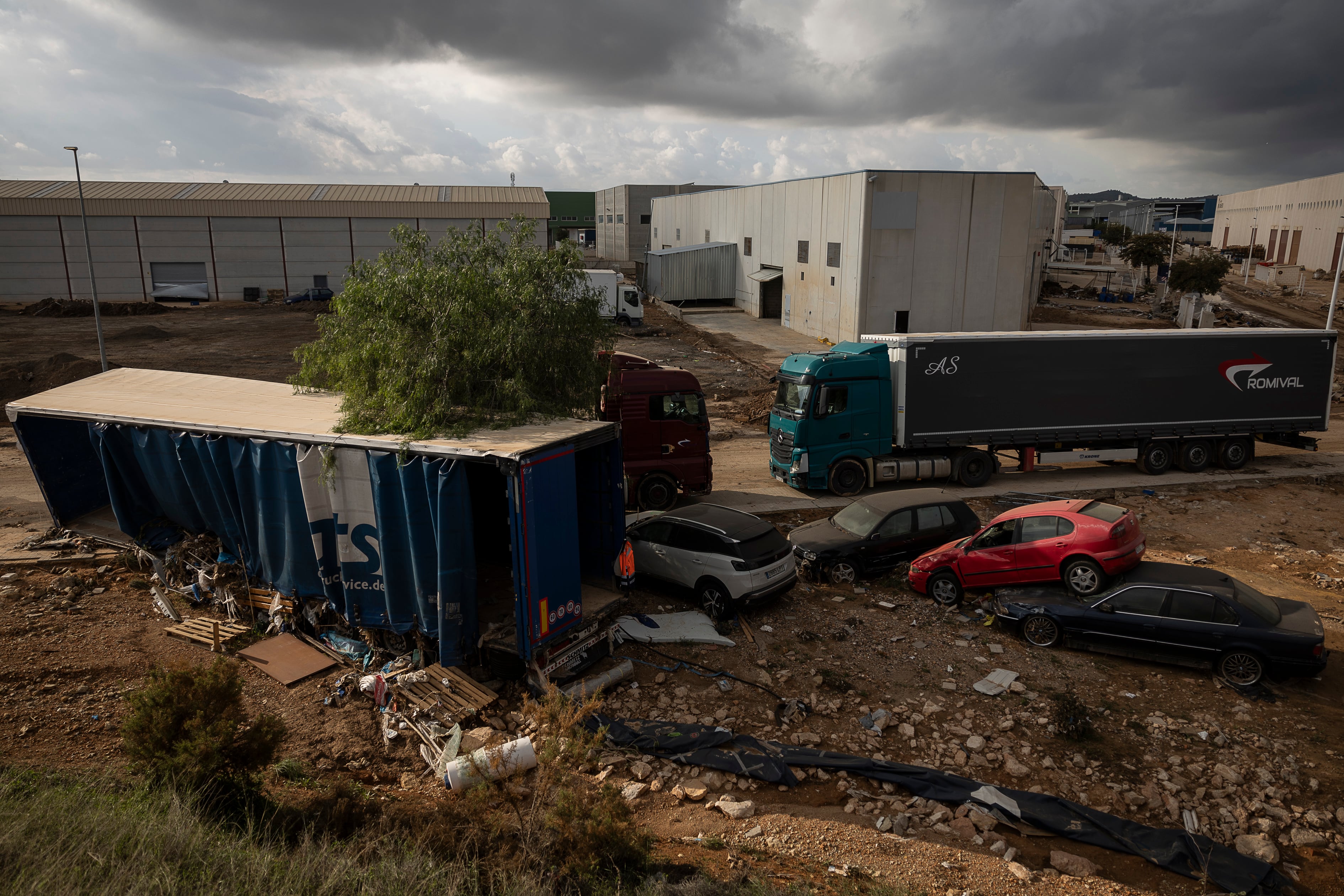 Destrucción causada por la dana en el polígono industrial de Riba-roja de Túria.

