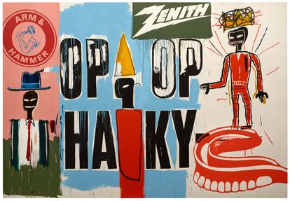 'OP OP' obra realizada por Jean-Michel Basquiat y Andy Warhol en 1985. 