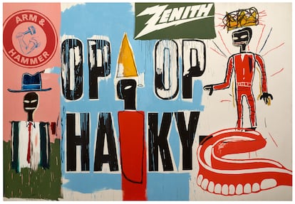 'OP OP' obra realizada por Jean-Michel Basquiat y Andy Warhol en 1985.