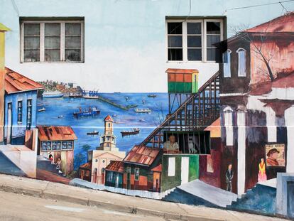 Aspecto de un barrio en Valparaíso, Chile