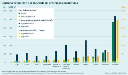 Carbono producido por proteínas consumidas