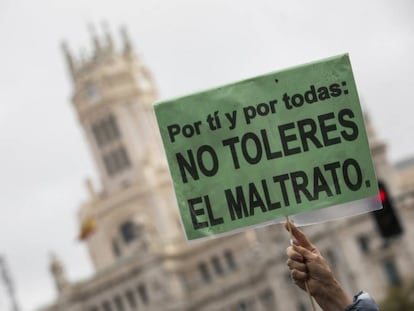Imagen de una pancarta de la manifestación contra la violencia de género, el 25 de noviembre de 2019, en Madrid.