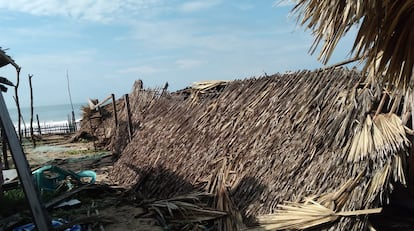 Una estructura destruida en la población de San Jerónimo, en el municipio de Benito Juárez (Guerrero).