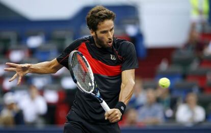 Feliciano López, en su partido contra Gilles Simon. 