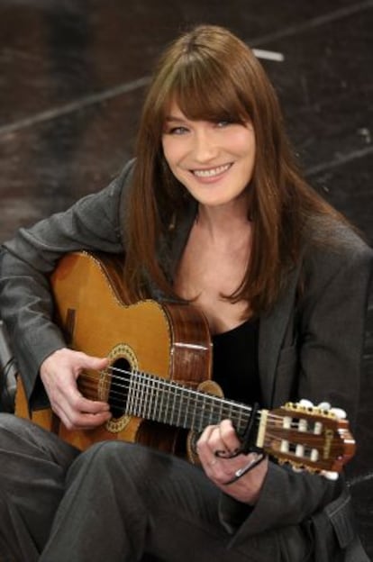 Carla Bruni durante su participación en el Festival de San Remo 2013.