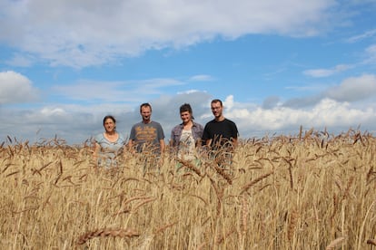 Equipo de campesinos-panaderos de GAEC Pachamama en Le Girondin, Francia)