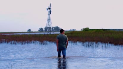 Un terreno agrícola inundado, en Argentina.