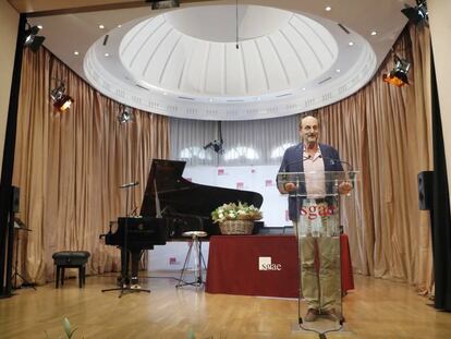 José Miguel Fernández Sastrón, durante un acto en la sede madrileña de la SGAE el pasado junio.