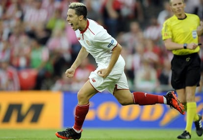 Nasri celebra su gol ante el Athletic.