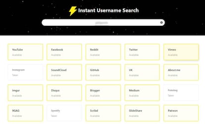 Aquí puedes buscar si tu usuario está disponible en casi cien webs