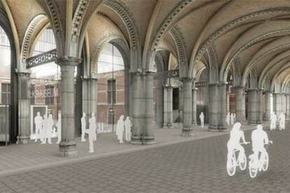 Recreación virtual de las cuatro entradas que se construirán en el pasaje del Rijksmuseum de Amsterdam según el proyecto definitivo de Cruz y Ortiz.
Diseño del futuro Centro de Estudio del Rijksmuseum de Amsterdam.
