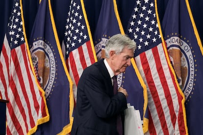 El presidente de la Reserva Federal, Jerome Powell, durante la rueda de prensa de este 18 de diciembre.