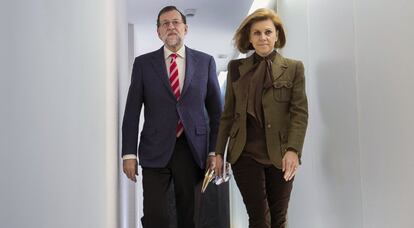 Rajoy y Cospedal hoy en la reunión del Comité de Dirección del PP.