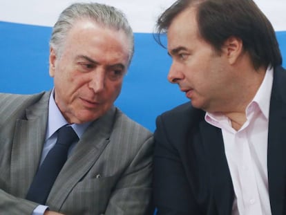 Temer e Maia no Rio, no dia 15.