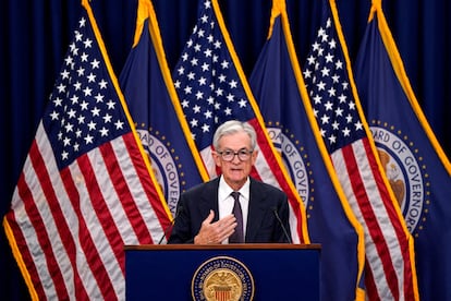 El presidente de la Reserva Federal, Jerome Powell, atendía este miércoles a la prensa en la sede del organismo en Washington.