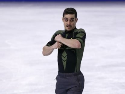 Javier Fernández en la pista de Boston donde se celebra el Mundial.