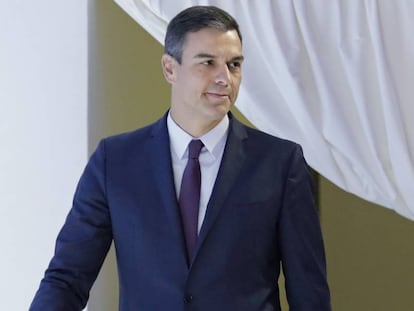 Pedro Sánchez llega al Foro Económico Mundial en 2019.