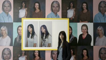 La artista brit&aacute;nica Gillian Wearing (en la imagen) , premio Turner de arte contempor&aacute;neo 1997, en el IVAM junto a una de sus obras.