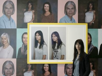 La artista brit&aacute;nica Gillian Wearing (en la imagen) , premio Turner de arte contempor&aacute;neo 1997, en el IVAM junto a una de sus obras.