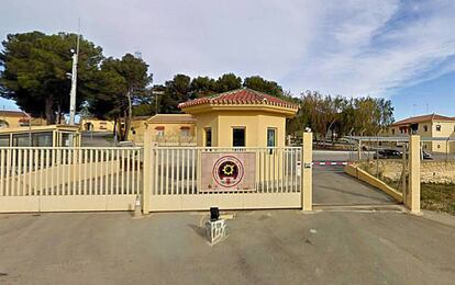 Entrada del acuartelamiento del Ejército del Aire de Bobadilla, en Antequera (Málaga)